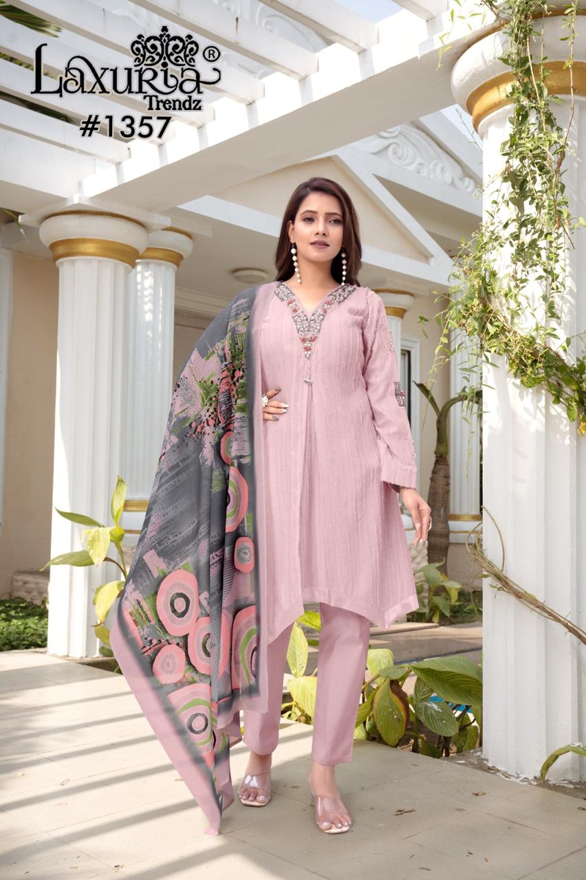 1357 Laxuria Trendz Feather Pakistani Readymade Suits Supplier India