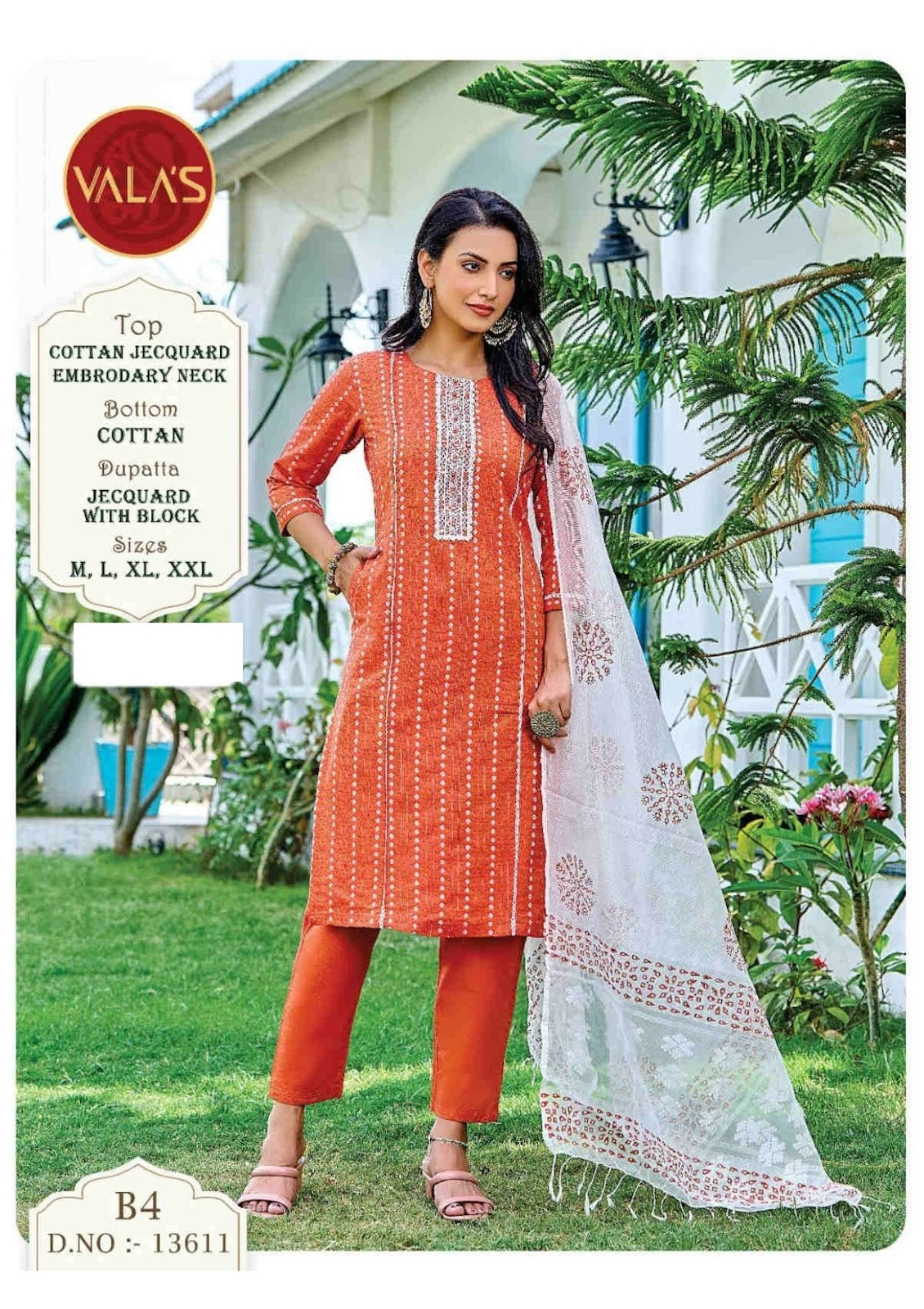 13611-13612 Valas Cotton Jacquard Readymade Pant Style Suits Wholesaler Ahmedabad