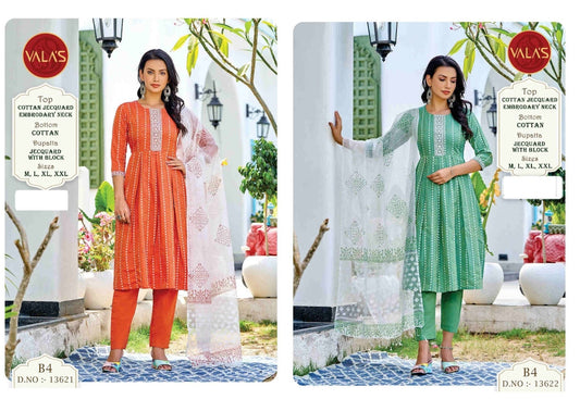 13621-13622 Valas Cotton Jacquard Readymade Pant Style Suits Wholesale Price