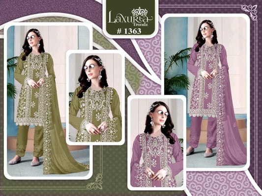 1363 Laxuria Trendz Organza Pakistani Readymade Suits Supplier