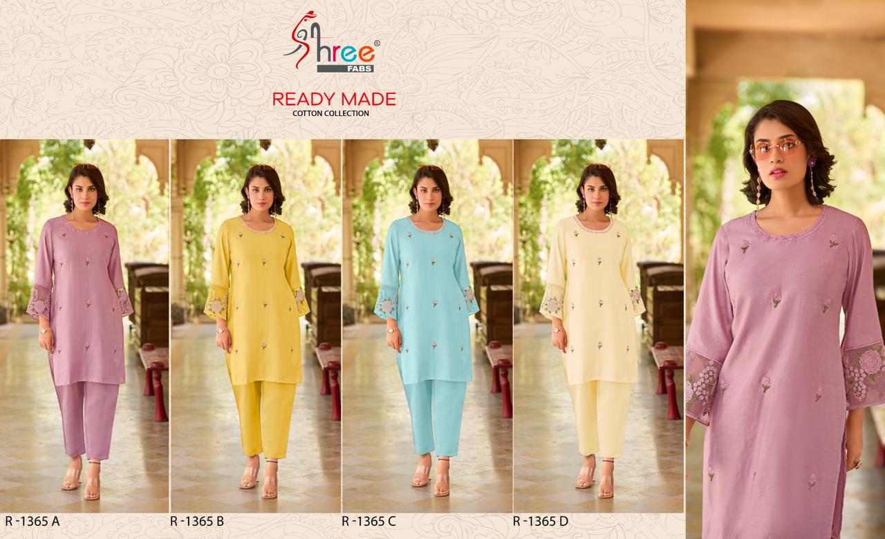 1365 Shree Fabs Viscose Silk Kurti Pant Set Exporter India