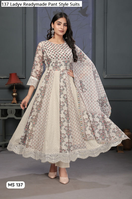 137 Ladyv Cotton Readymade Pant Style Suits Exporter India