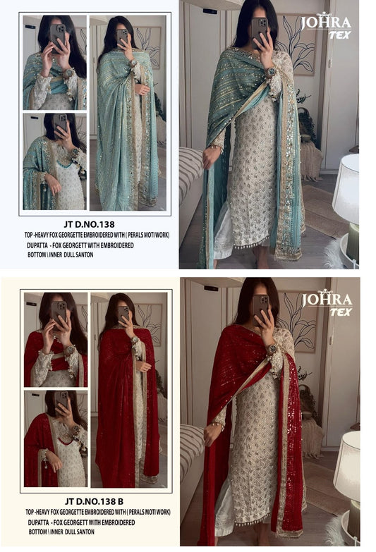 138 Johra Tex Fox Georgette Pakistani Salwar Suits