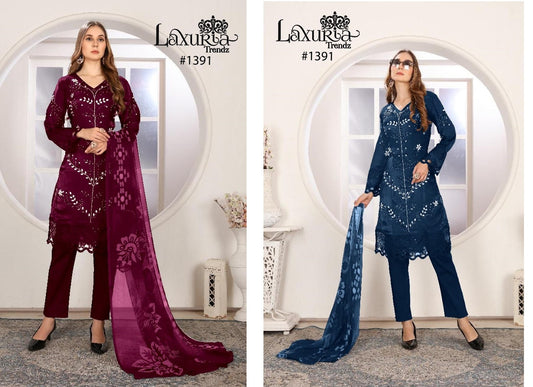 1391 1208 Laxuria Trendz Satin Pakistani Readymade Suits Exporter Gujarat
