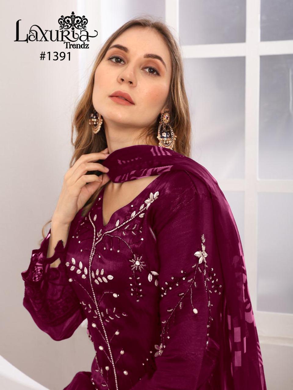 1391 1208 Laxuria Trendz Satin Pakistani Readymade Suits Exporter Gujarat