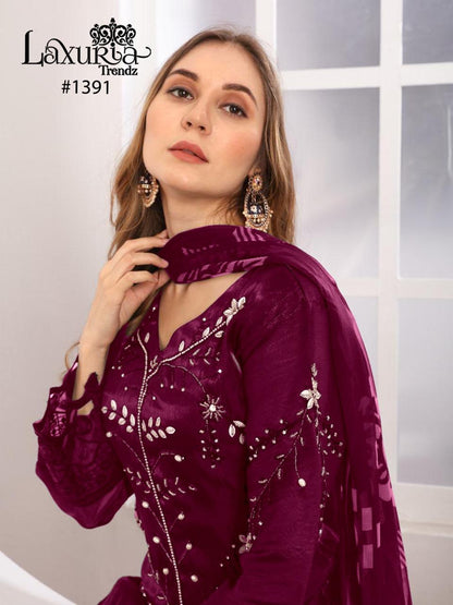 1391 1208 Laxuria Trendz Satin Pakistani Readymade Suits Exporter Gujarat