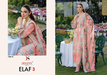 1391 Efgh Elaf 3 Deepsy Cotton Pakistani Patch Work Suits Wholesaler