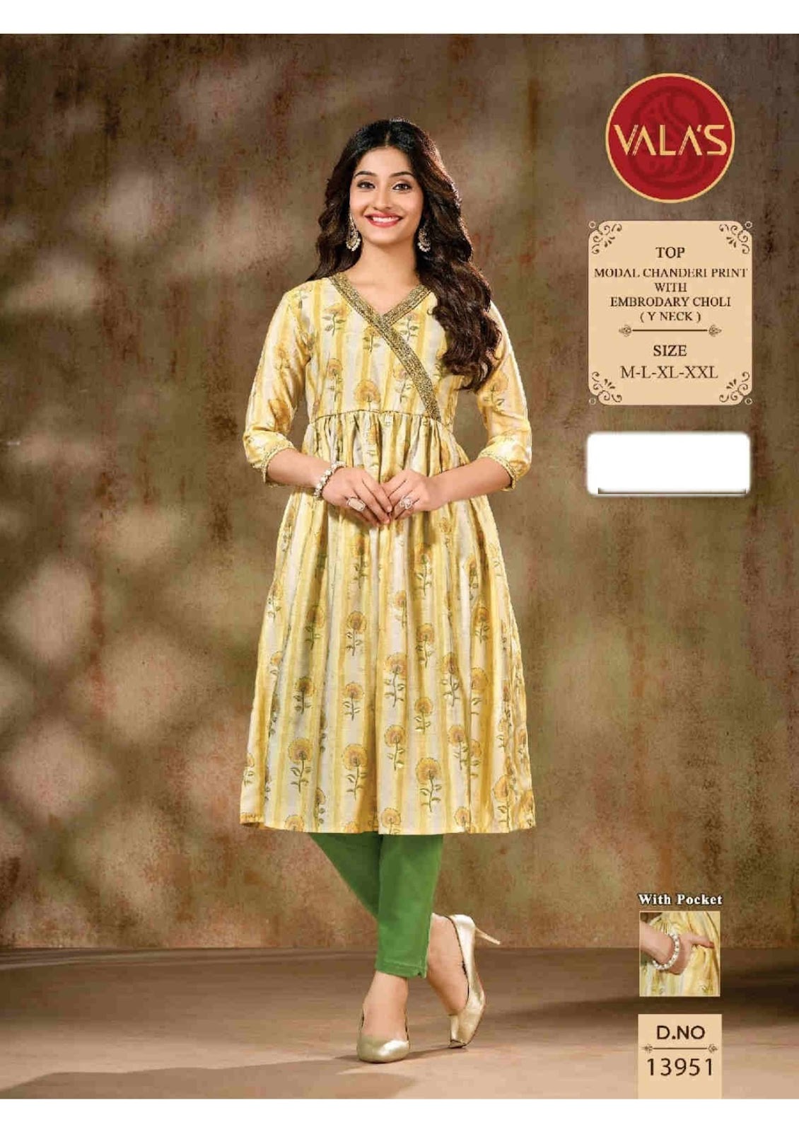 13951-13952 Valas Modal Chanderi Anarkali Kurtis Wholesale Rate