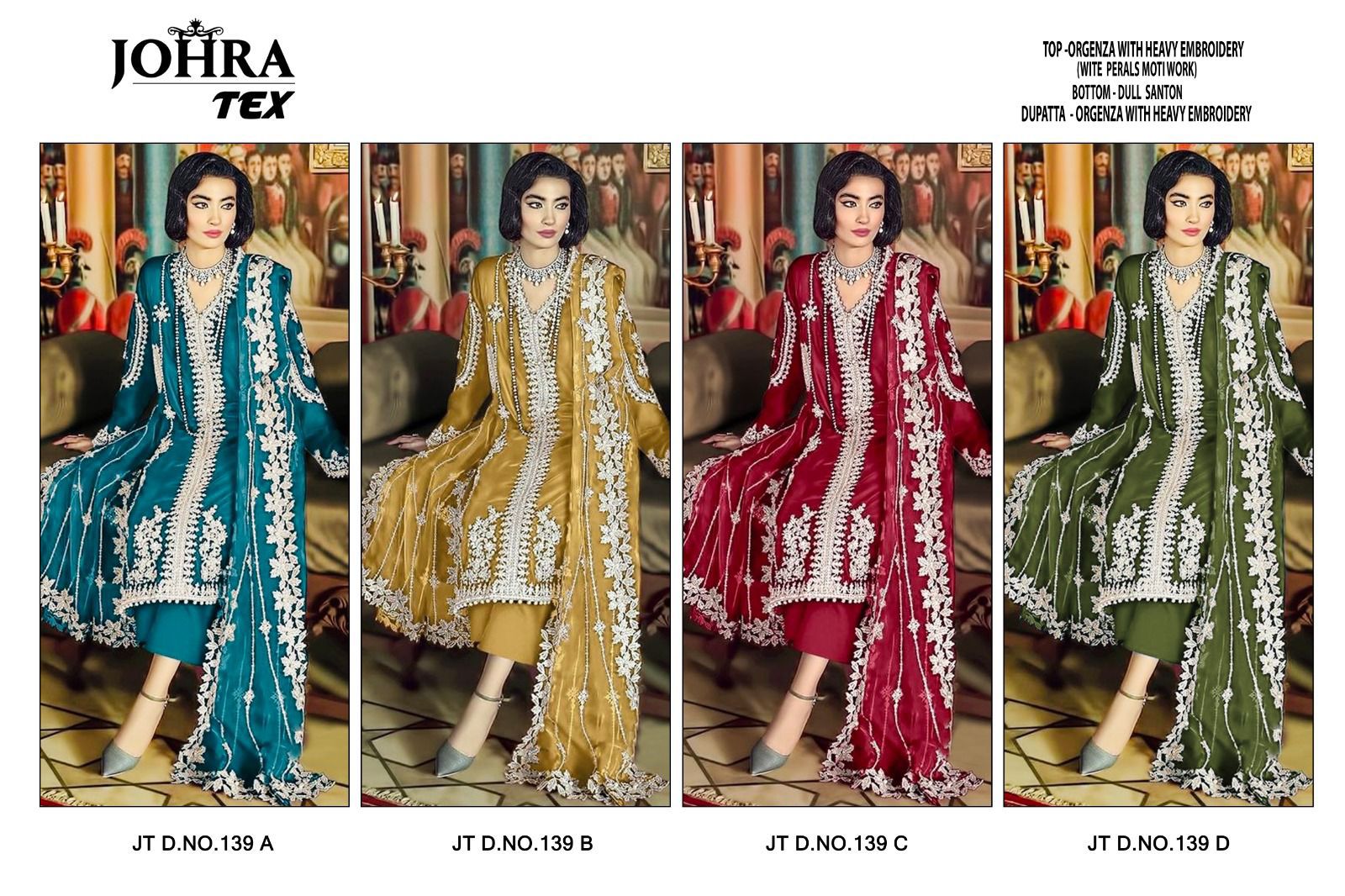 139 Johra Tex Organza Pakistani Salwar Suits Manufacturer