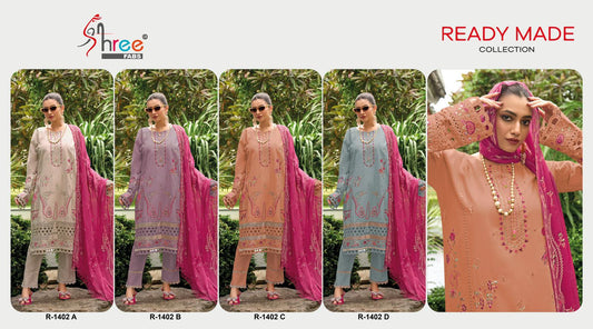 1402 Shree Fabs Cambric Cotton Pakistani Readymade Suits Wholesale Rate