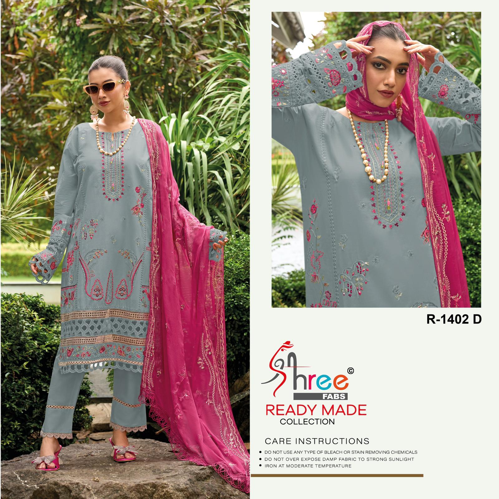 1402 Shree Fabs Cambric Cotton Pakistani Readymade Suits Wholesale Rate