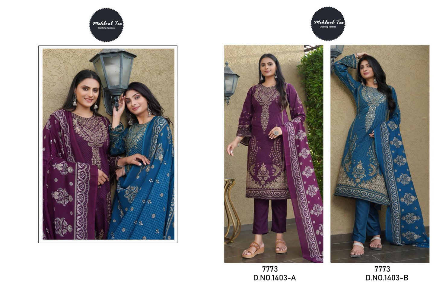 1403Ab Mehboob Tex Cotton Karachi Salwar Suits Wholesaler