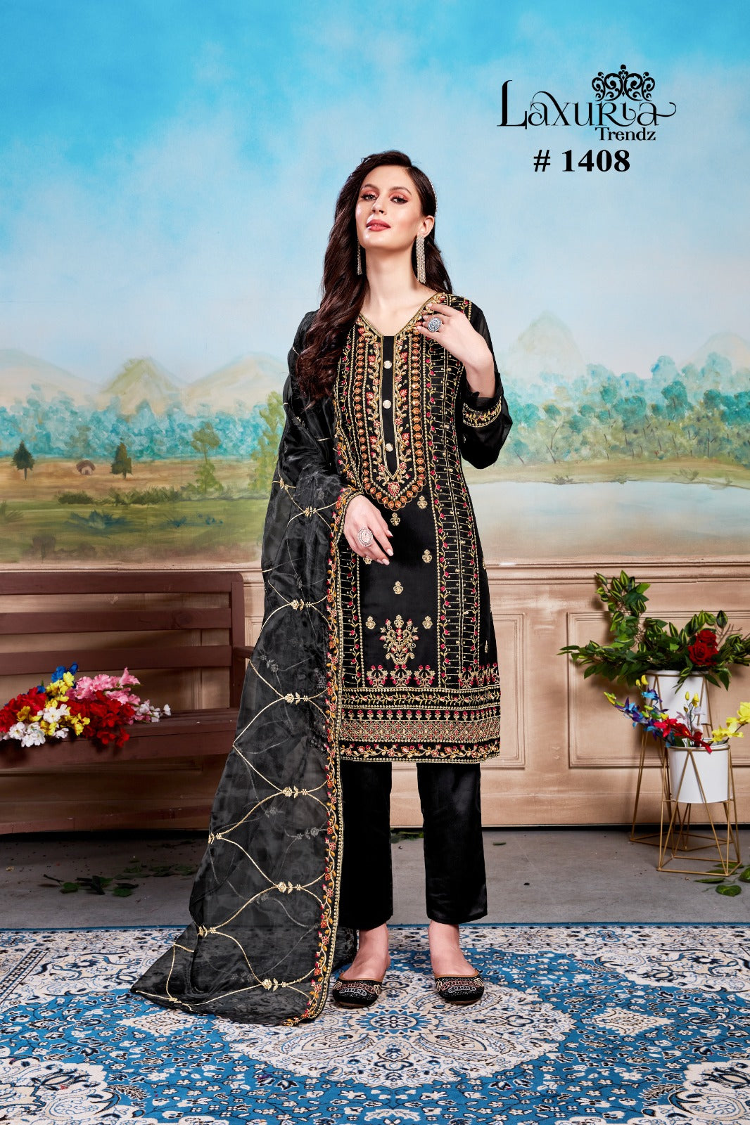 1408 Colours Laxuria Trendz Fox Georgette Pakistani Readymade Suits Exporter Ahmedabad