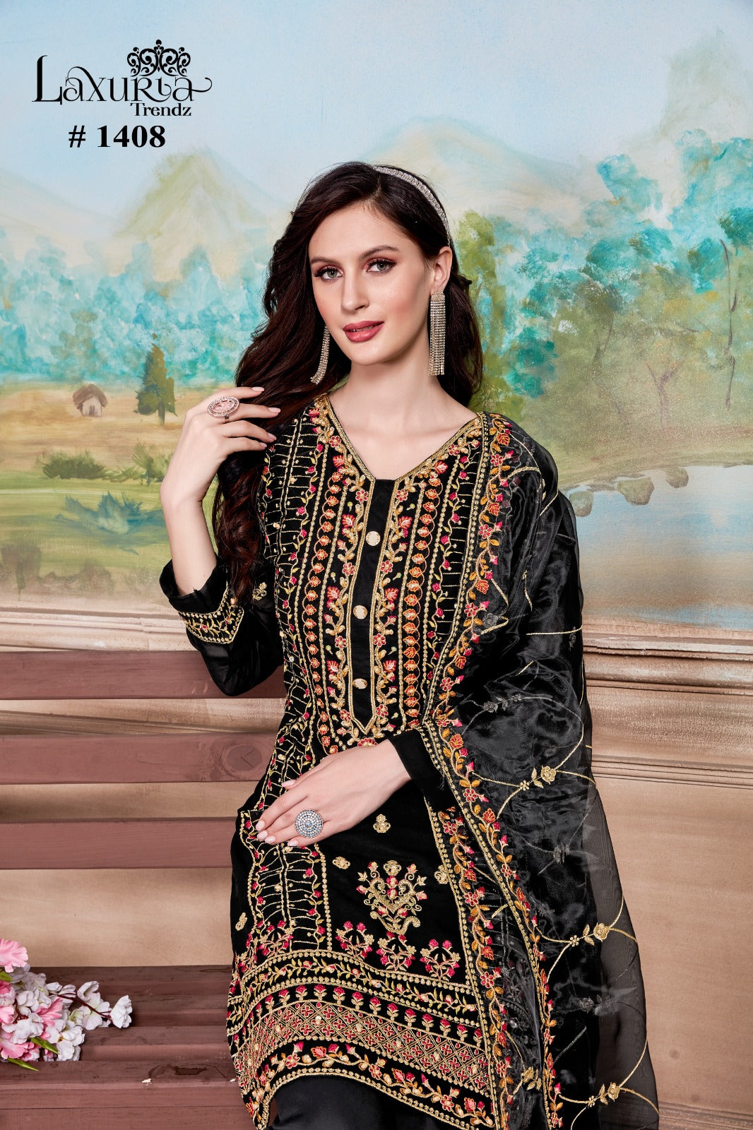 1408 Colours Laxuria Trendz Fox Georgette Pakistani Readymade Suits Exporter Ahmedabad
