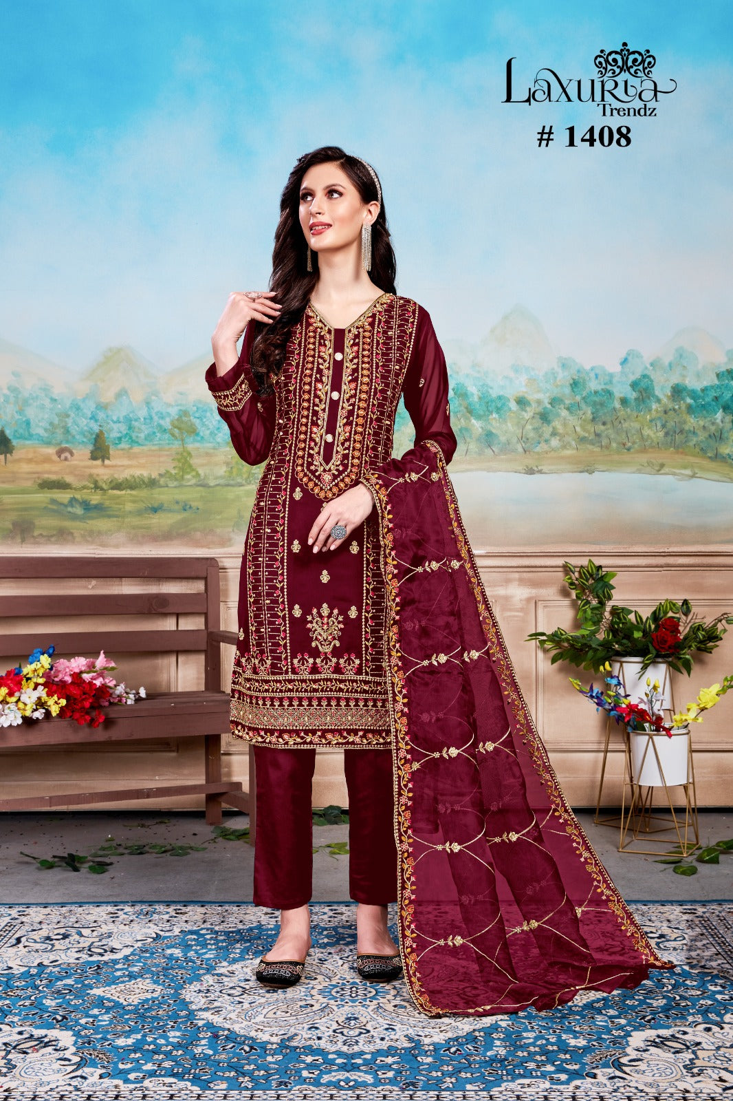1408 Colours Laxuria Trendz Fox Georgette Pakistani Readymade Suits Exporter Ahmedabad