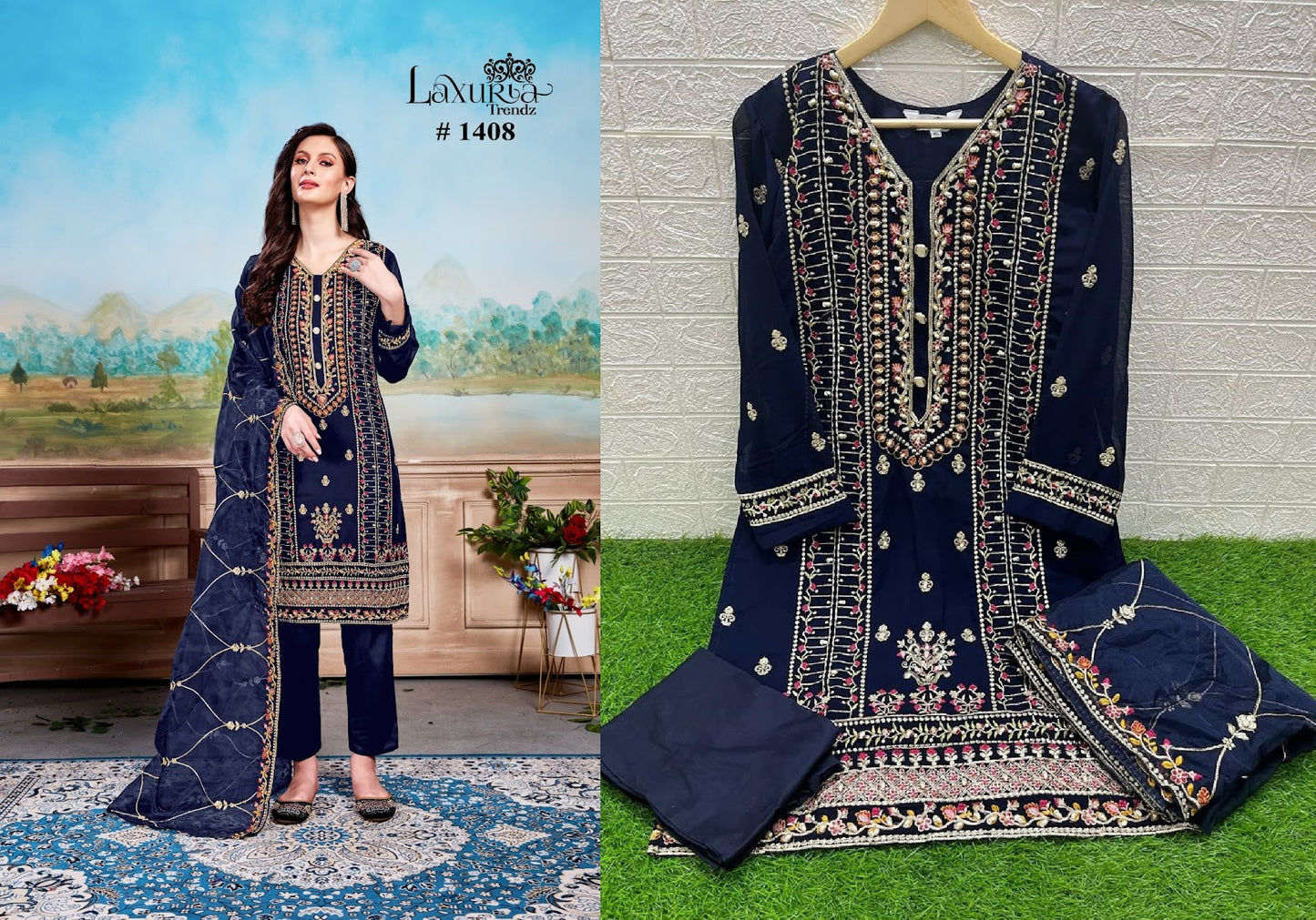 1408 Laxuria Trendz Fox Georgette Pakistani Readymade Suits Wholesale