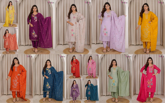 141026 Jiya Series Dveeja Fashion Chanderi Readymade Pant Style Suits Manufacturer India
