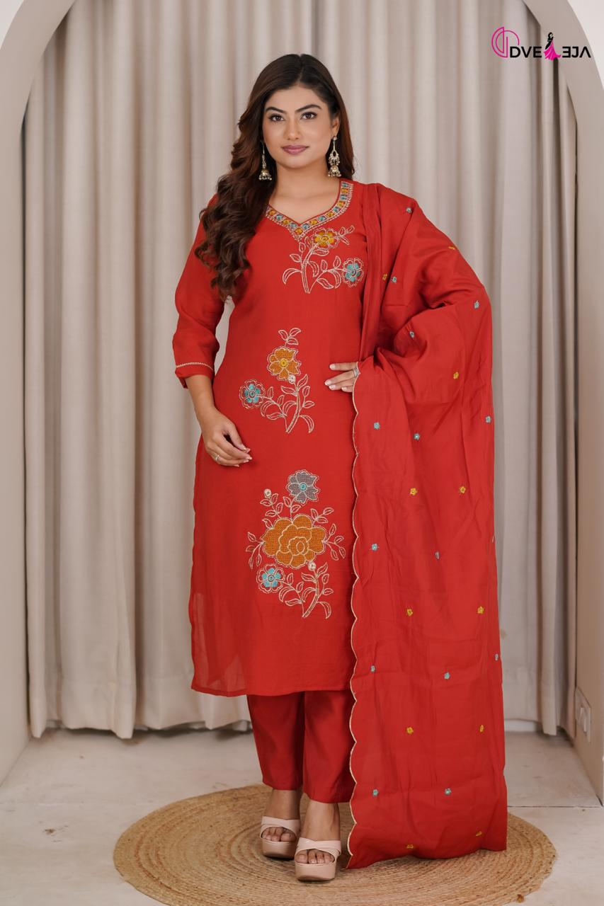 141026 Jiya Series Dveeja Fashion Chanderi Readymade Pant Style Suits Manufacturer India