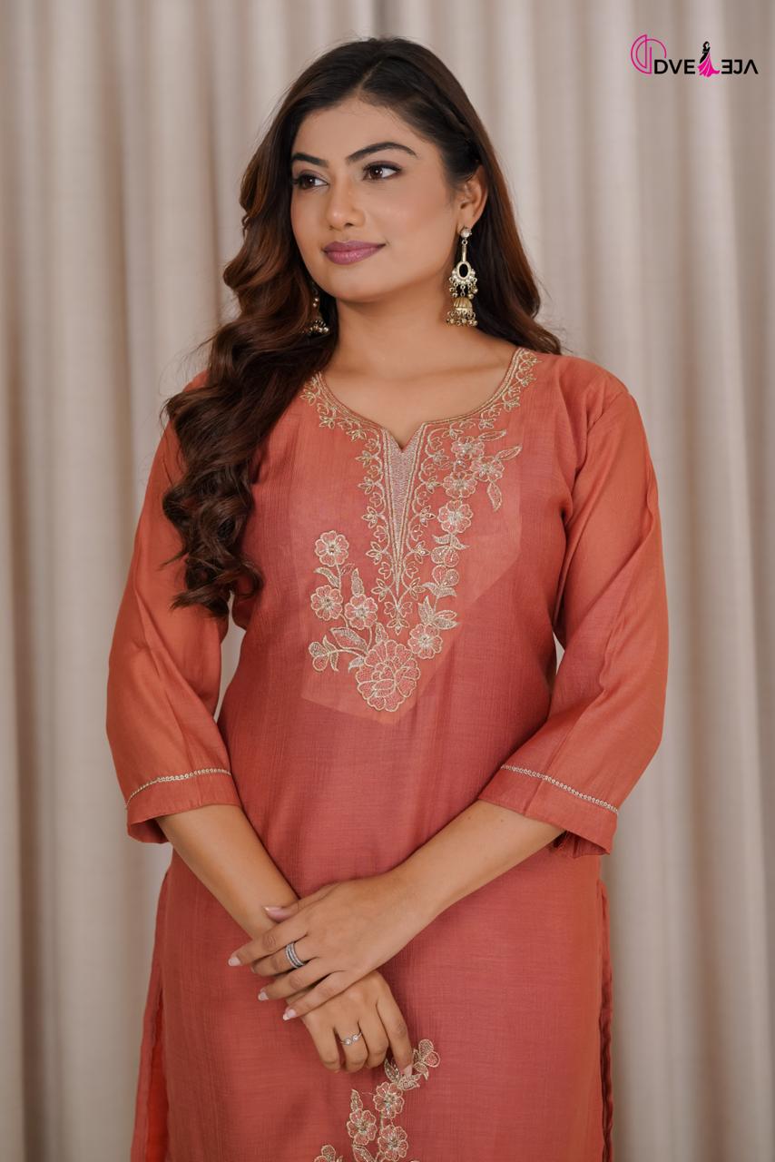 141026 Jiya Series Dveeja Fashion Chanderi Readymade Pant Style Suits Manufacturer India
