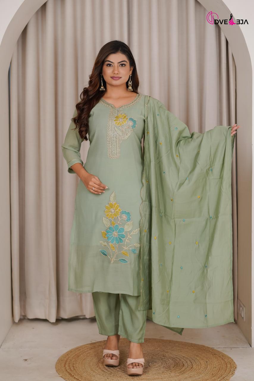141026 Jiya Series Dveeja Fashion Chanderi Readymade Pant Style Suits Manufacturer India