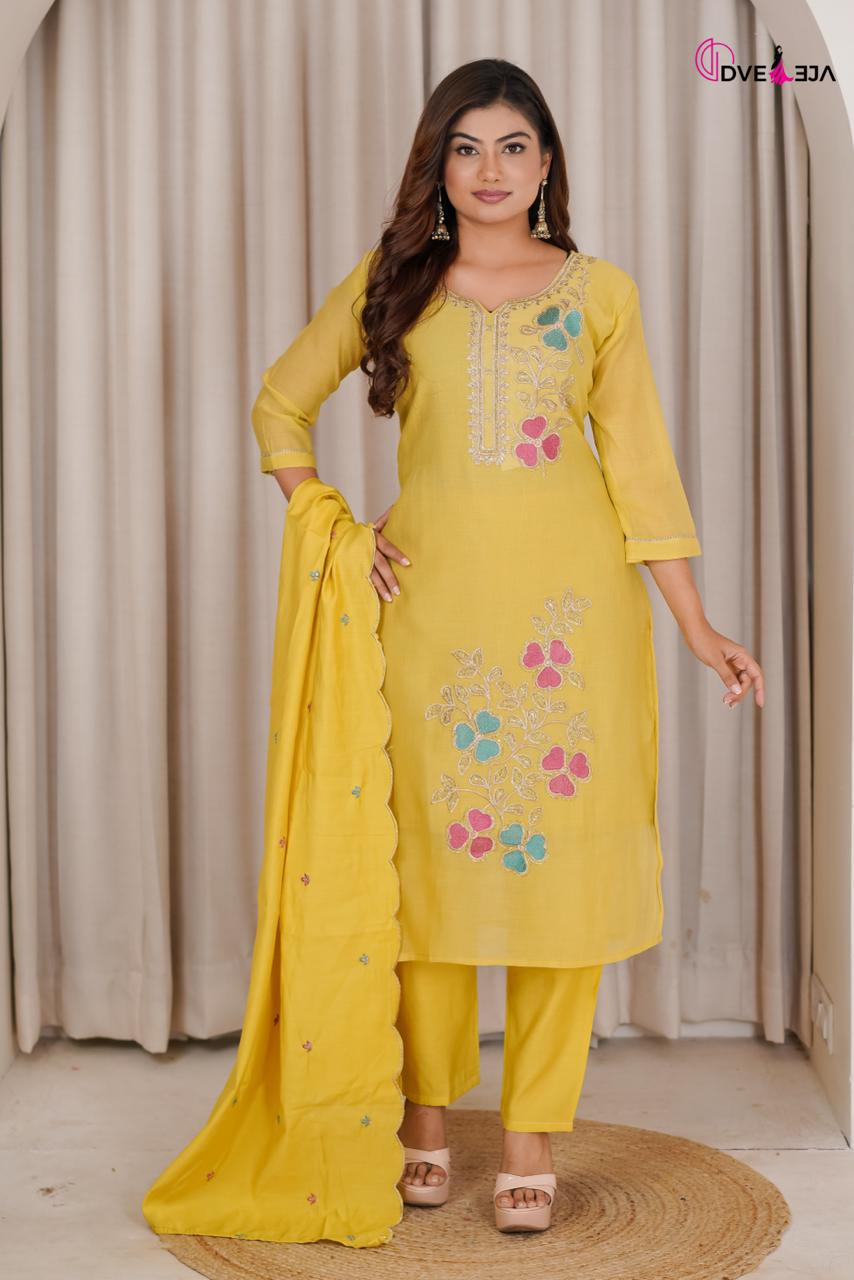 141026 Jiya Series Dveeja Fashion Chanderi Readymade Pant Style Suits Manufacturer India