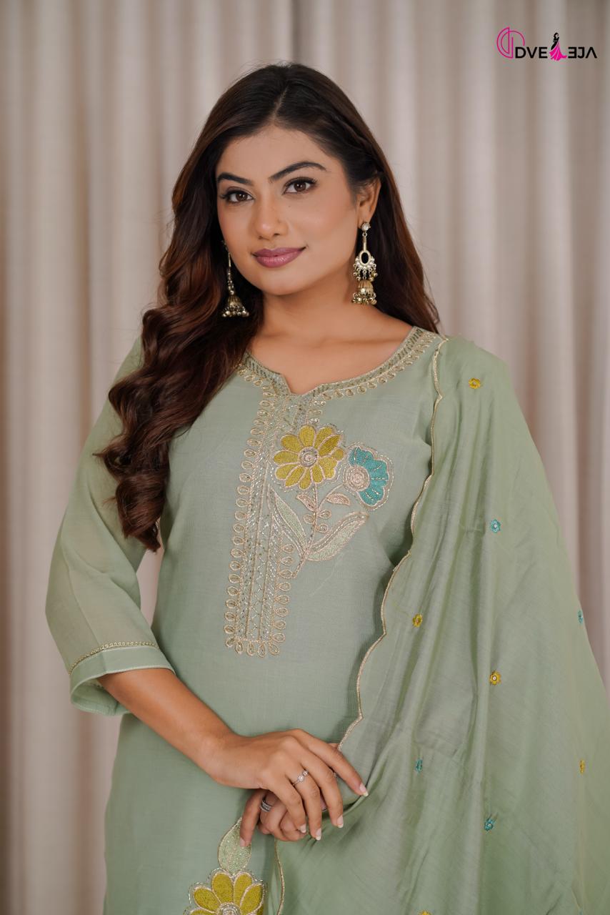 141026 Jiya Series Dveeja Fashion Chanderi Readymade Pant Style Suits Manufacturer India