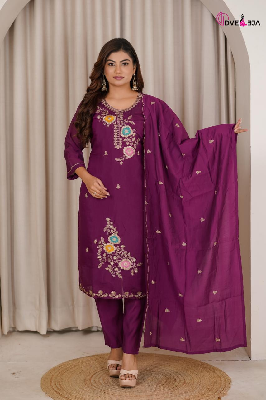 141026 Jiya Series Dveeja Fashion Chanderi Readymade Pant Style Suits Manufacturer India