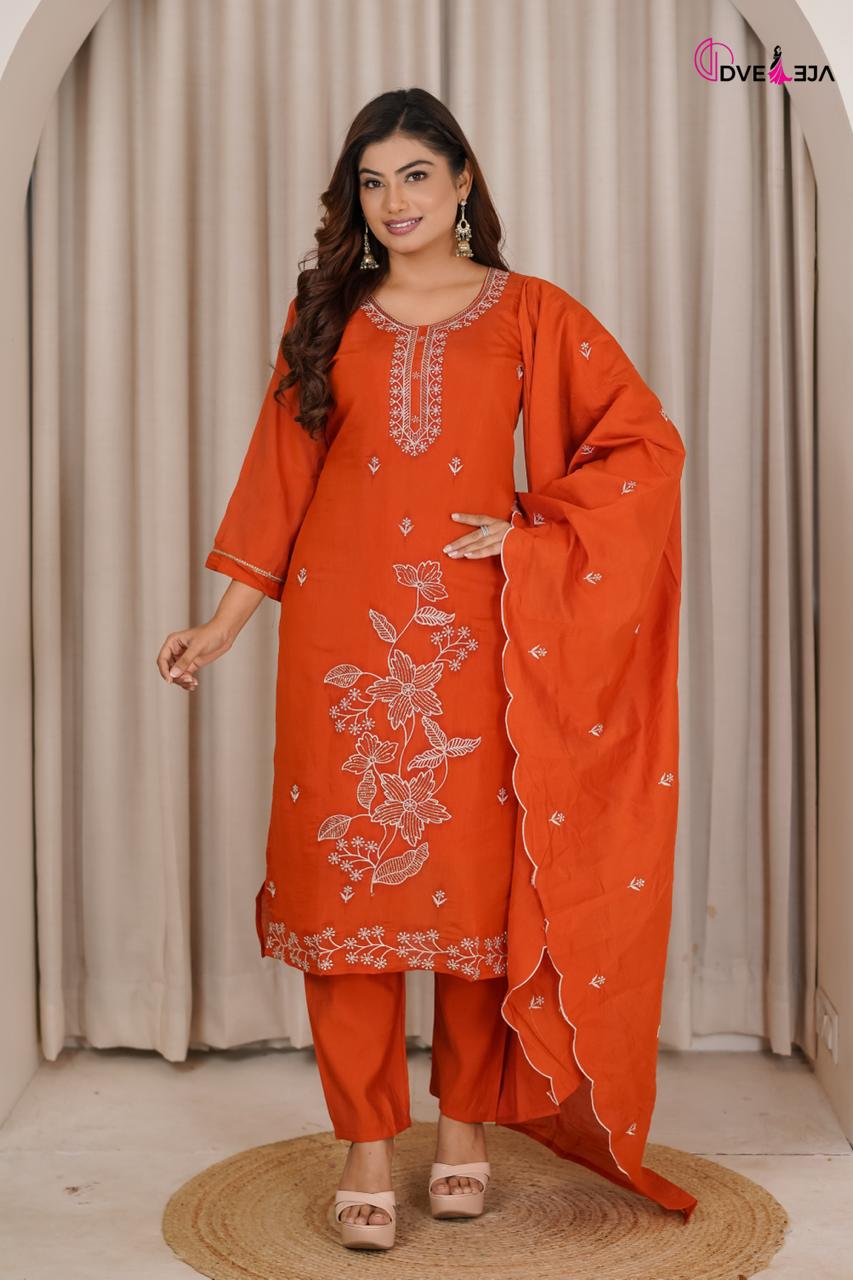 141026 Jiya Series Dveeja Fashion Chanderi Readymade Pant Style Suits Manufacturer India