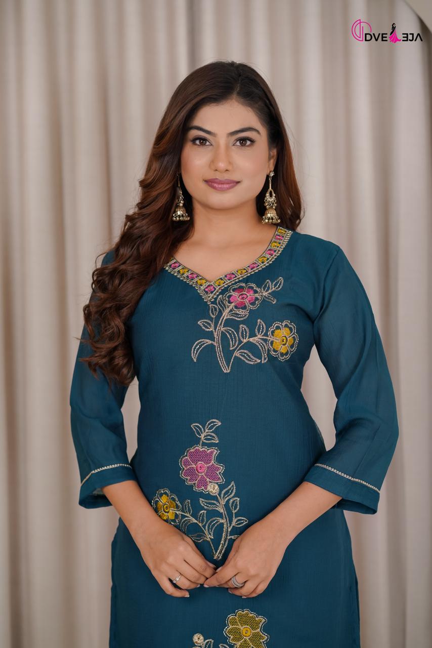 141026 Jiya Series Dveeja Fashion Chanderi Readymade Pant Style Suits Manufacturer India