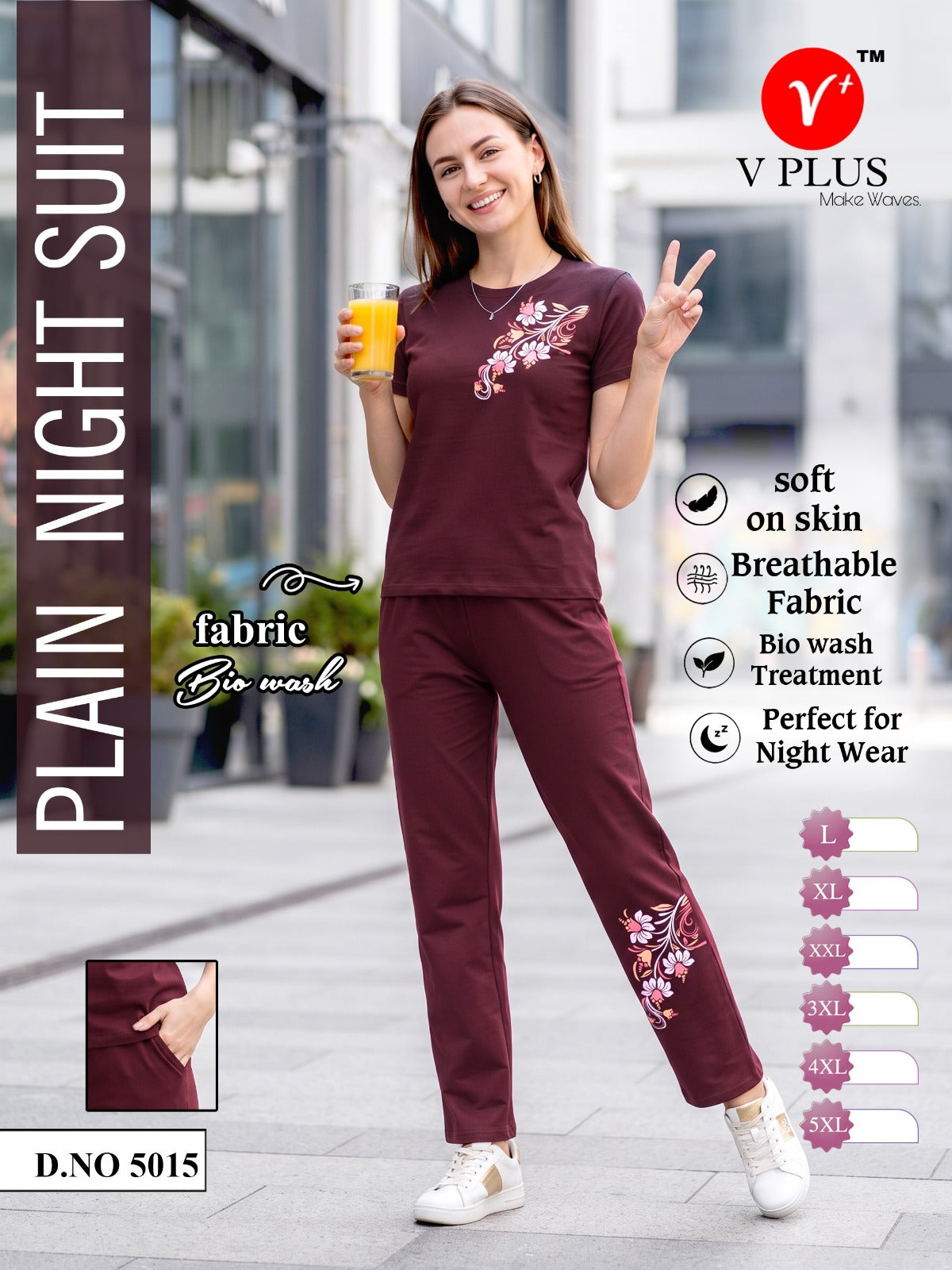1410 Dn 5015 Vp Biowash Pyjama Night Suits Wholesale Price