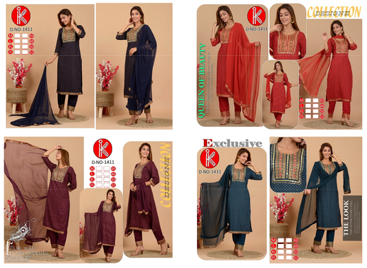 1411 Srh Rayon Readymade Pant Style Suits Supplier India