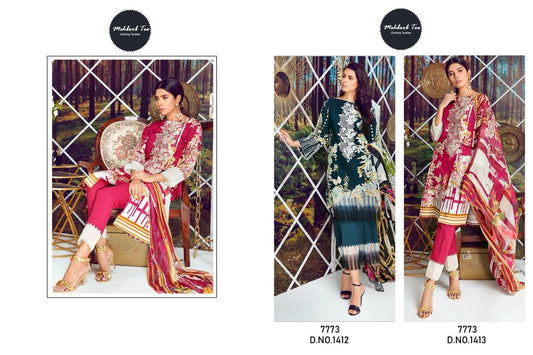 1412-1413 Mehboob Tex Pure Cotton Pakistani Salwar Suits Manufacturer Gujarat