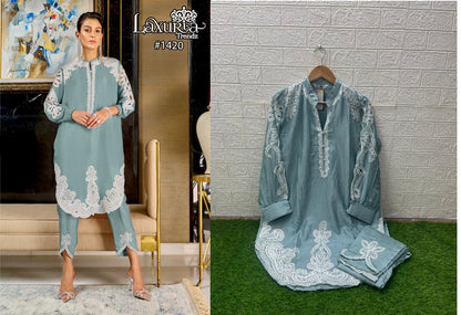 1420 Laxuria Trendz Chinon Co Ord Set Exporter