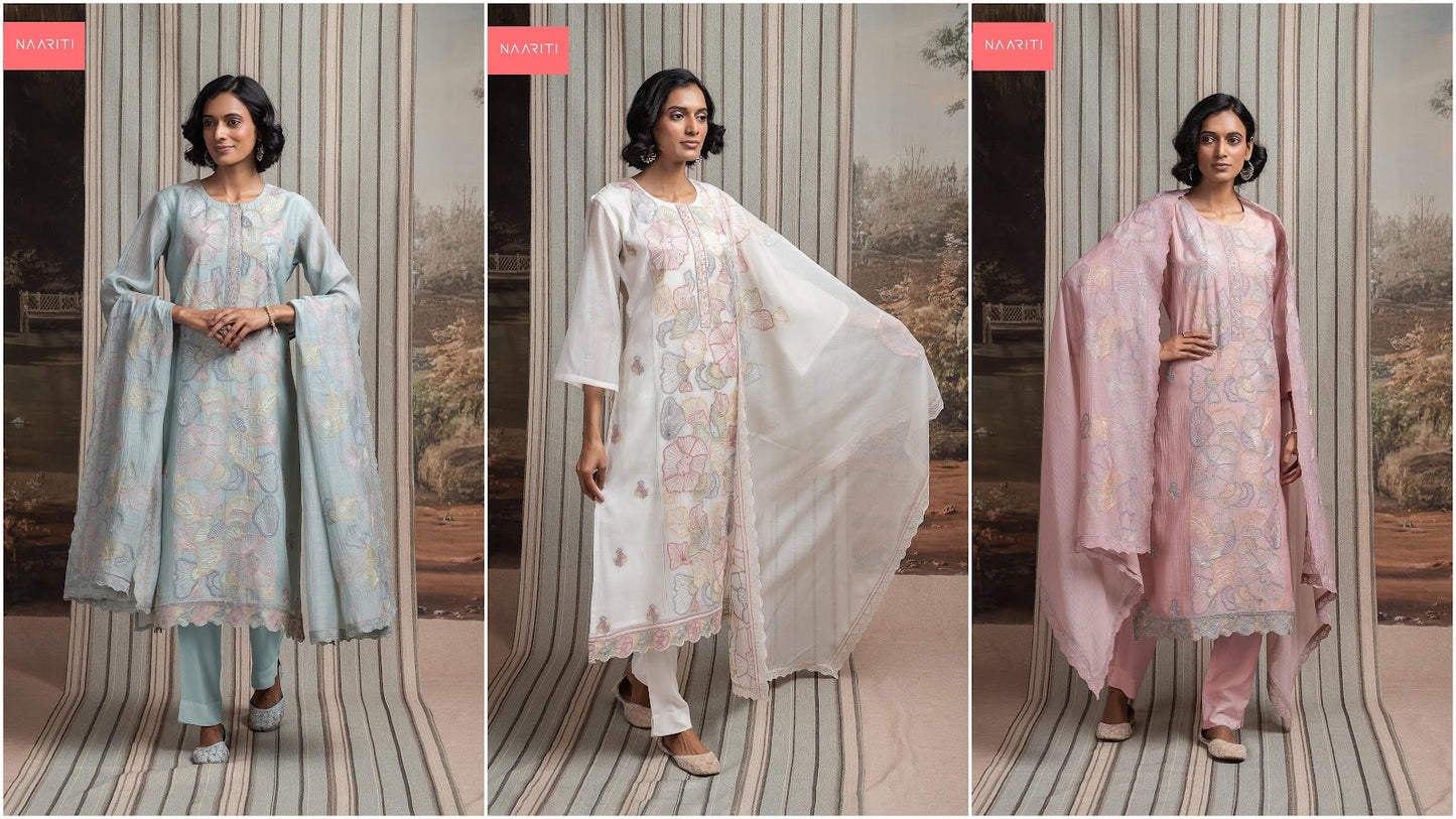 Teshura Naariti Mul Chanderi Pant Style Suits Supplier