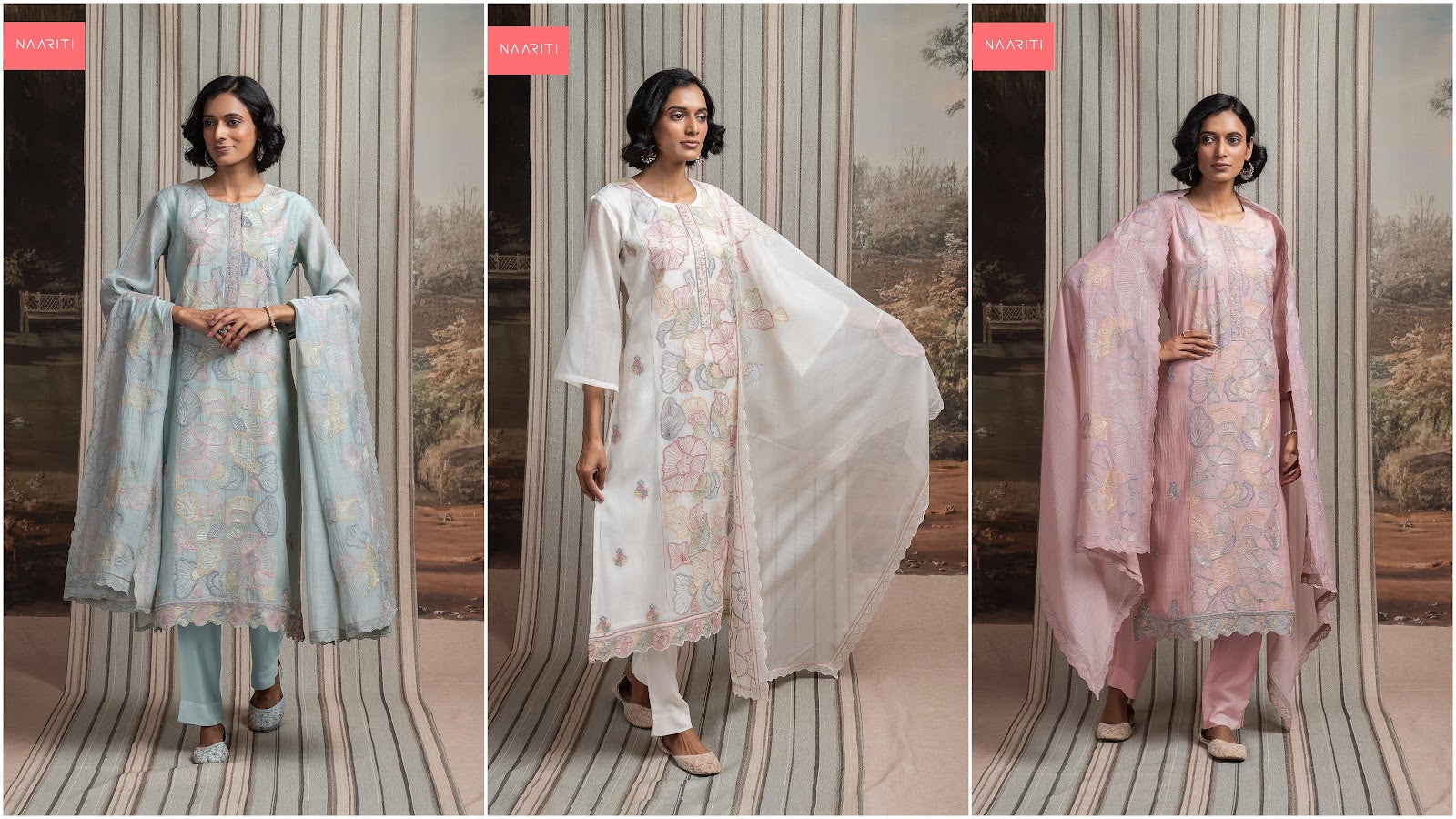 Teshura Naariti Mul Chanderi Pant Style Suits Supplier