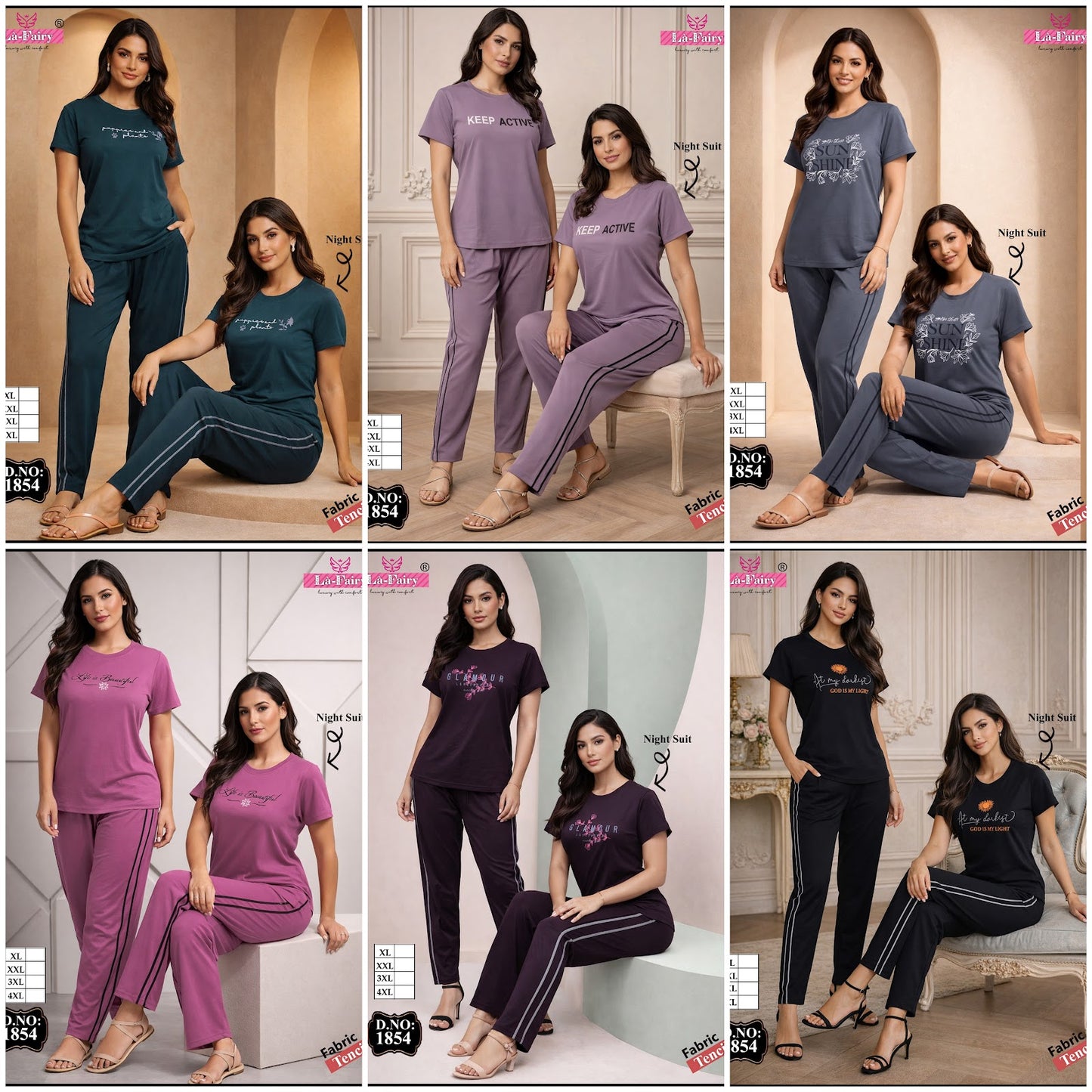 Design 1854 La Fairy Tencil Pyjama Night Suits Supplier