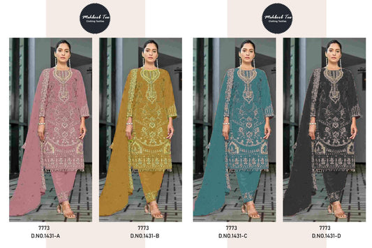 1431 Abcd Mehboob Tex Organza Pakistani Salwar Suits Supplier Ahmedabad