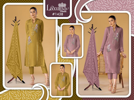 1438 Laxuria Trendz Faux Georgette Pakistani Readymade Suits Manufacturer Gujarat