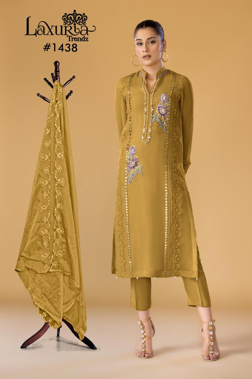 1438 New Colours Laxuria Trendz Georgette Pakistani Readymade Suits Manufacturer Ahmedabad