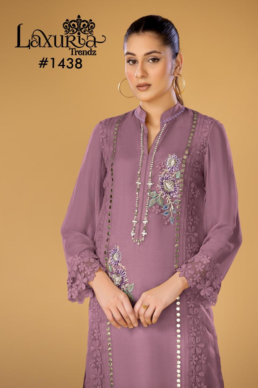 1438 New Colours Laxuria Trendz Georgette Pakistani Readymade Suits Manufacturer Ahmedabad