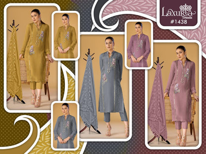 1438 New Colours Laxuria Trendz Georgette Pakistani Readymade Suits Manufacturer Ahmedabad