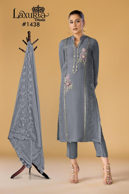 1438 New Colours Laxuria Trendz Georgette Pakistani Readymade Suits Manufacturer Ahmedabad