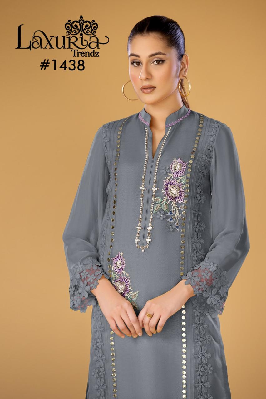 1438 New Colours Laxuria Trendz Georgette Pakistani Readymade Suits Manufacturer Ahmedabad