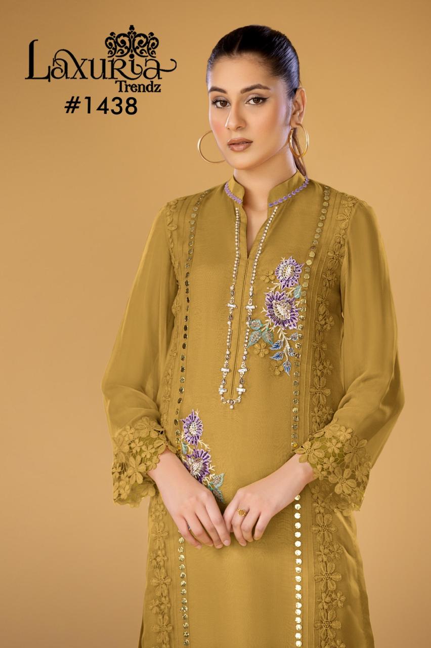 1438 New Colours Laxuria Trendz Georgette Pakistani Readymade Suits Manufacturer Ahmedabad