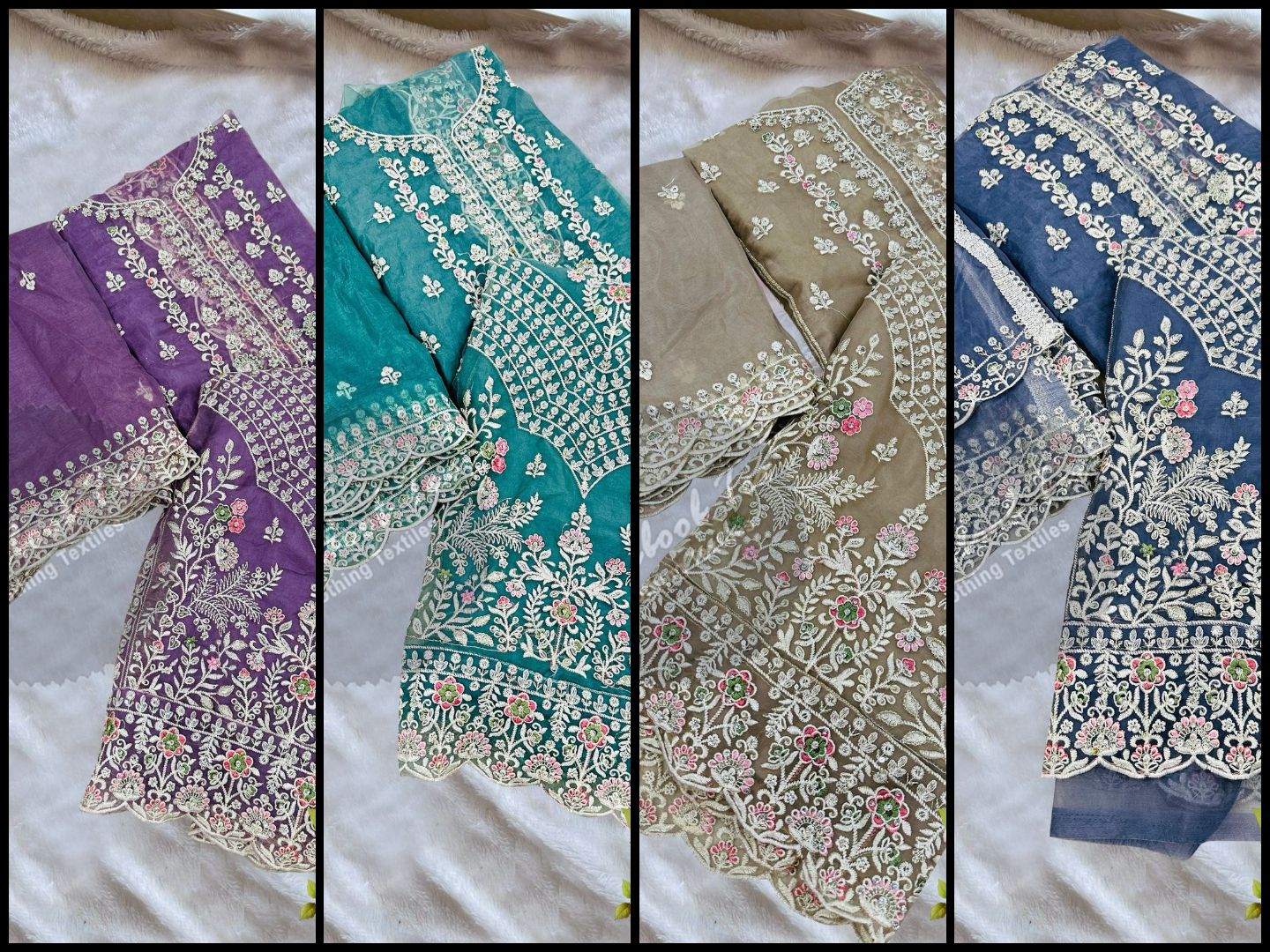 1440Abcd Mehboob Tex Organza Pakistani Salwar Suits Exporter