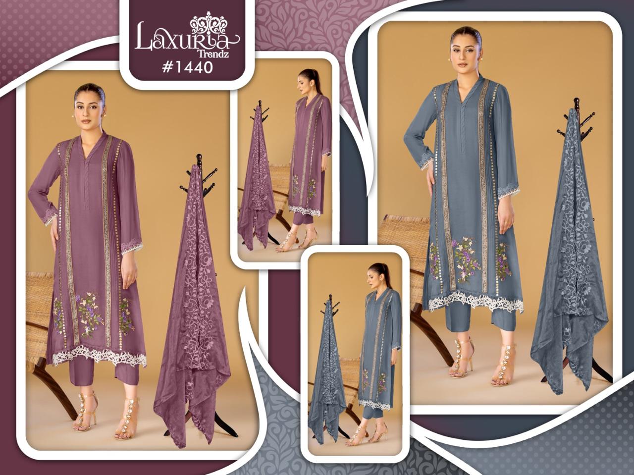 1440 Laxuria Trendz Faux Georgette Pakistani Readymade Suits Supplier