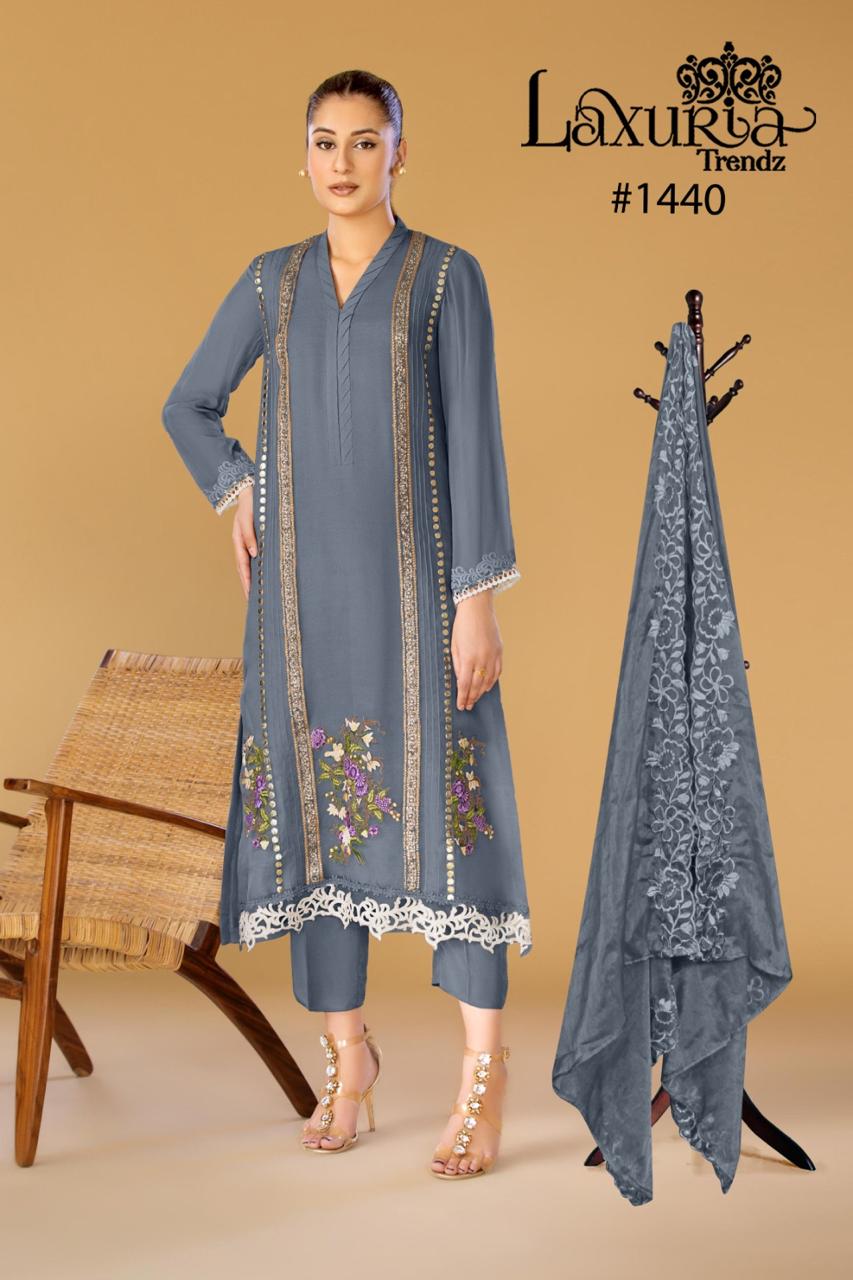 1440 Laxuria Trendz Faux Georgette Pakistani Readymade Suits Supplier