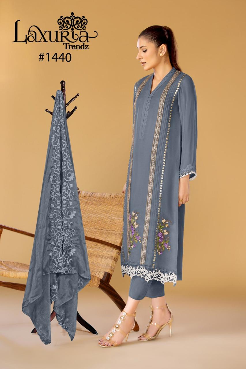 1440 Laxuria Trendz Faux Georgette Pakistani Readymade Suits Supplier
