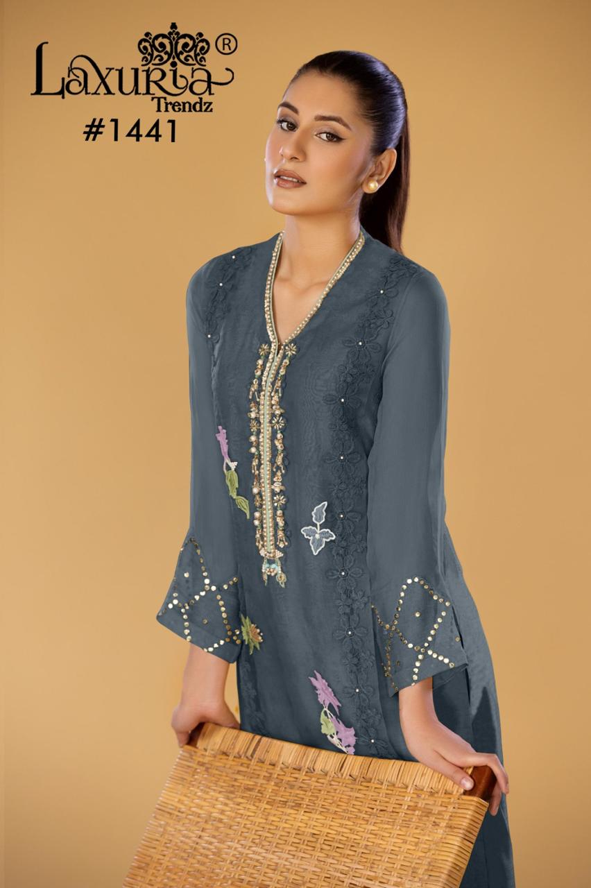 1441 Laxuria Trendz Faux Georgette Pakistani Readymade Suits Supplier Gujarat