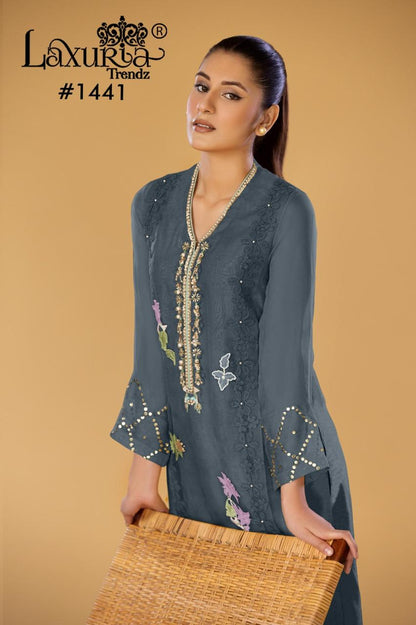 1441 Laxuria Trendz Faux Georgette Pakistani Readymade Suits Supplier Gujarat